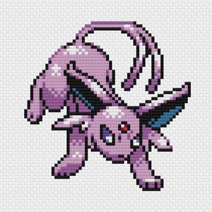 Espeon Cross Stitch Pattern: Retro Game Sprite (PDF Download)