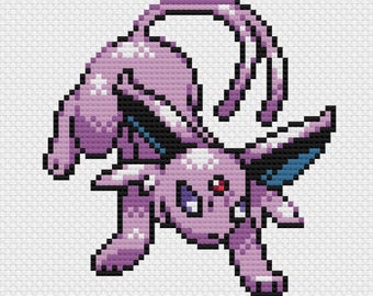Espeon Cross Stitch Pattern: Retro Game Sprite (PDF Download)