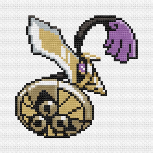 Aegislash Cross Stitch Pattern PDF Instant Download Retro Sprite Switch Game Handheld Pixel Art Beginner Friendly Gaming Nostalgia Halloween