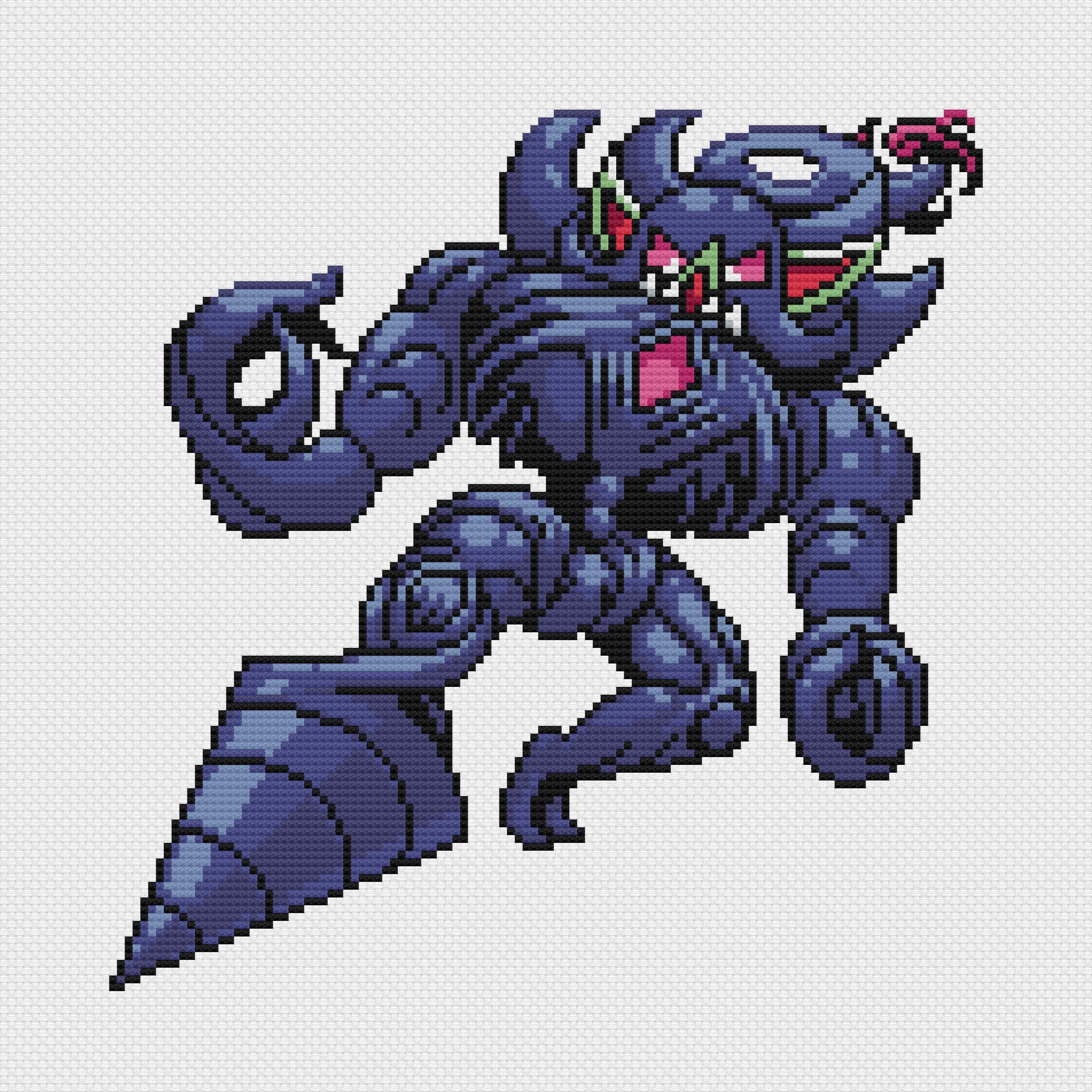 Gigantamax Grimmsnarl Cross Stitch Pattern: Retro Game Sprite (PDF