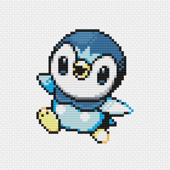 Piplup Cross Stitch Pattern PDF Instant Download Retro Sprite Etsy