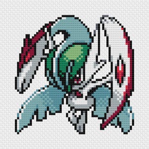 Mega Gallade Cross Stitch Pattern: Retro Game Sprite (PDF Download)
