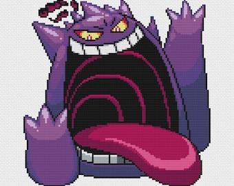 Gigantimax Gengar Cross Stitch Pattern PDF Instant Download