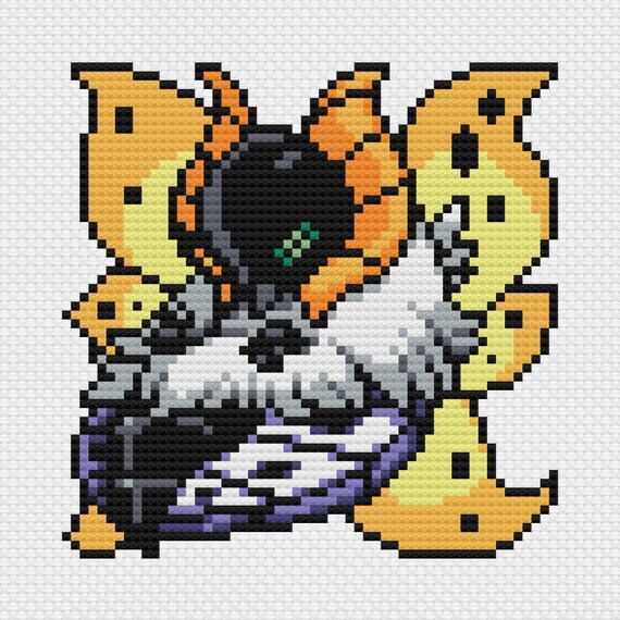 Volcarona Cross Stitch Pattern: Retro Game Sprite (PDF Download
