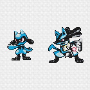 Riolu Lucario Mega Lucario Pokemon Perler Bead Fuse 