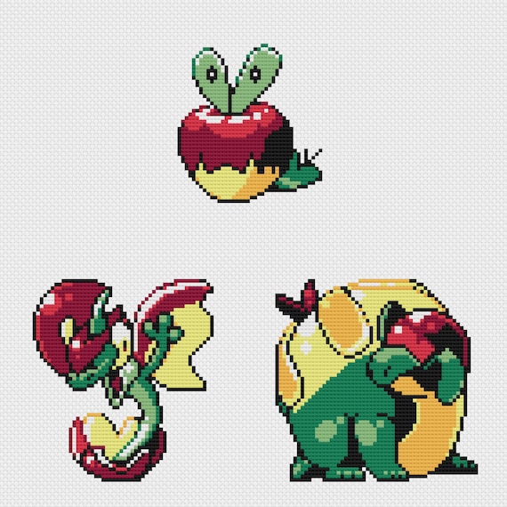 Applin, Flapple & Appletun Cross Stitch Patterns: Retro Game