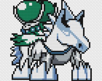 Ice Rider Calyrex Cross Stitch Pattern: Retro Game Sprite (PDF Download)
