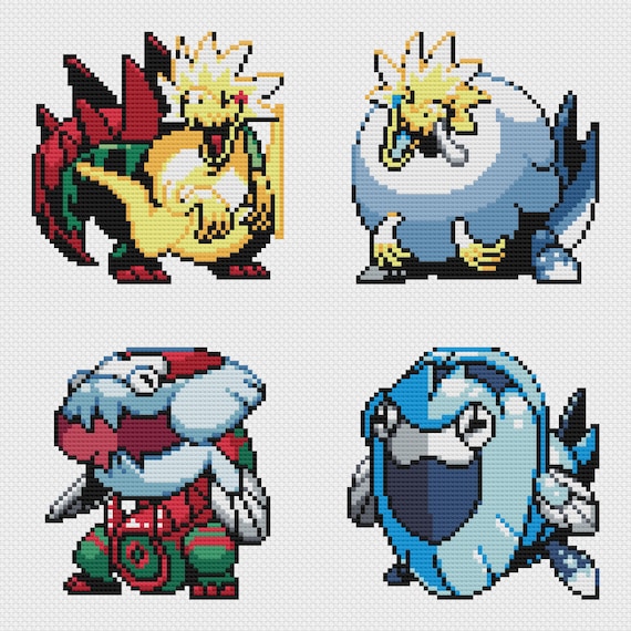 Galar Fossils Cross Stitch Patterns: Retro Game Sprites (PDF