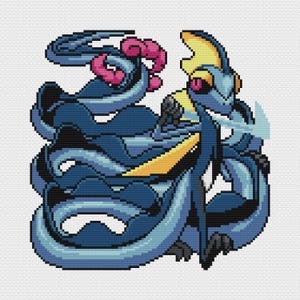 Gigantamax Inteleon Cross Stitch Pattern PDF Instant Download          Retro   Sprite Switch Pixel Art Beginner Friendly Sobble Starter