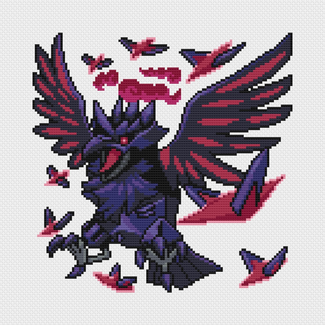 Gigantimax Corviknight Cross Stitch Pattern PDF Instant