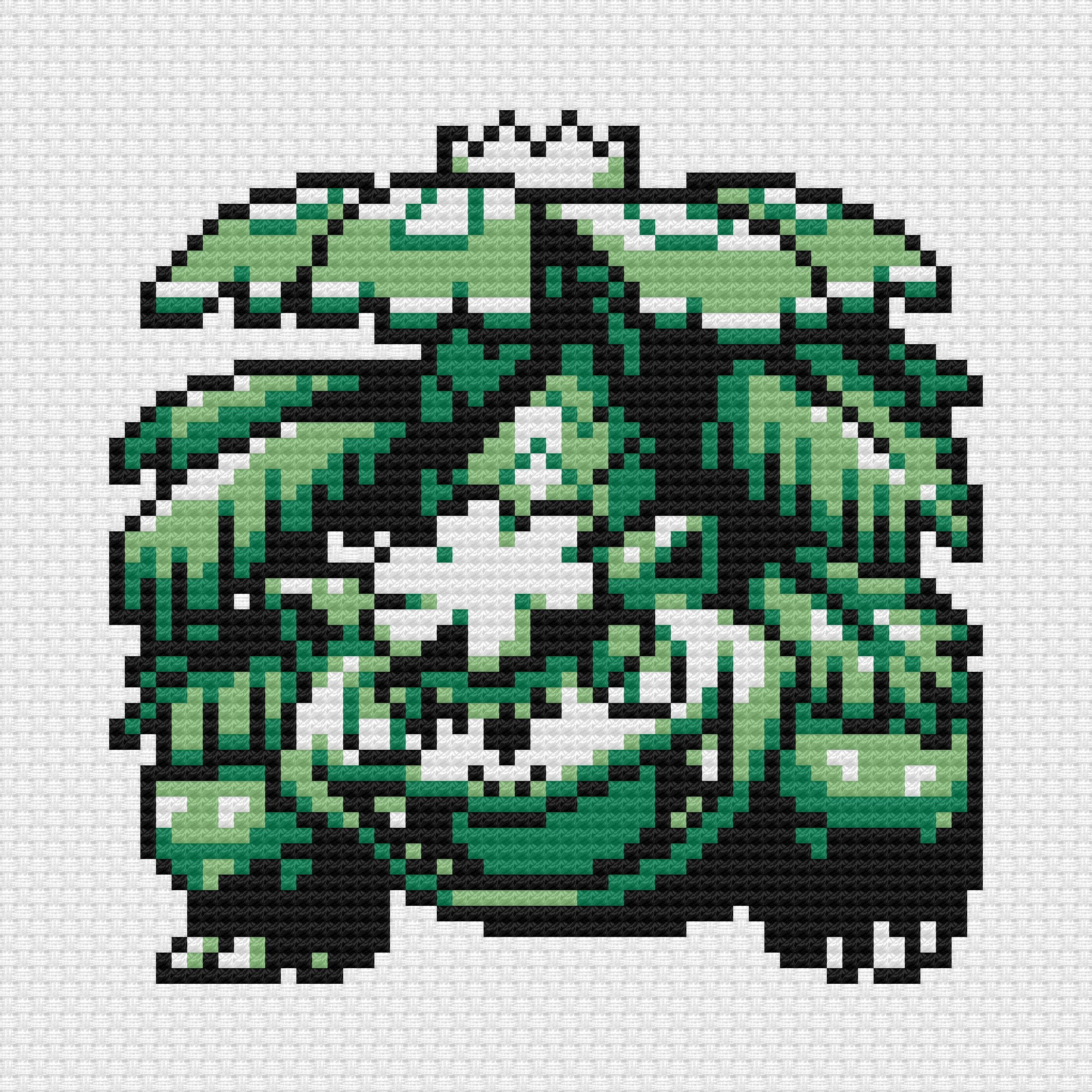 Mega Venusaur Cross Stitch Pattern: Retro Game Sprite (PDF