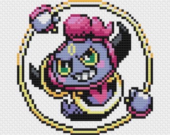 Hoopa Cross Stitch Pattern: Retro Game Sprite (PDF Download)