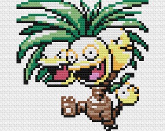 Alolan Exeggutor Cross Stitch Pattern: Retro Game Sprite (PDF Download)