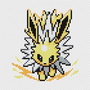 Jolteon Cross Stitch Pattern: Retro Game Sprite (PDF Download)
