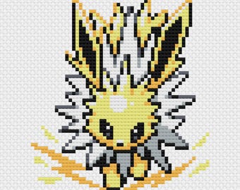 Jolteon Cross Stitch Pattern: Retro Game Sprite (PDF Download)