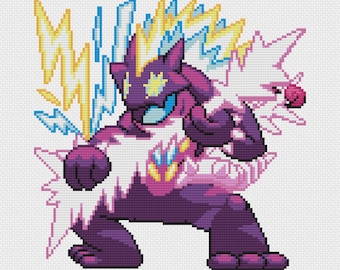 Gigantamax Toxtricity Cross Stitch Pattern: Retro Game Sprite (PDF Download)