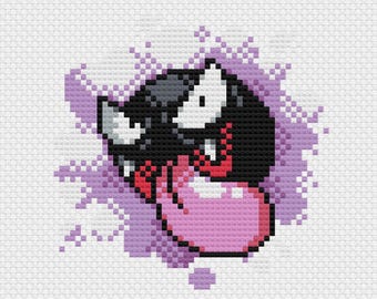 Gastly Cross Stitch Pattern: Retro Game Sprite (PDF Download)