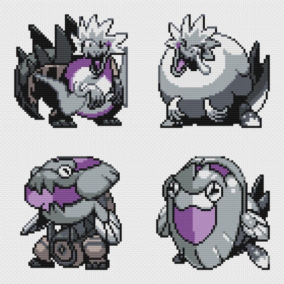 Galar Fossils Cross Stitch Patterns: Retro Game Sprites (PDF