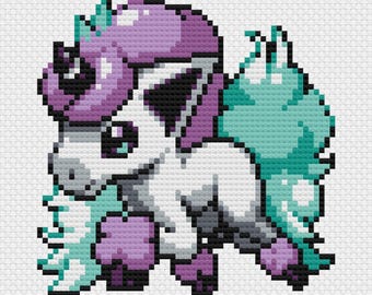 Galarian Ponyta Cross Stitch Pattern: Retro Game Sprite (PDF