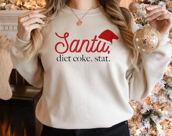 Christmas Santa Diet Coke. Stat. Sweatshirt, Holiday Crewneck Jumper, Winter Coca Cola Apparel, Festive Xmas Clothing, Gift for Coke Lover
