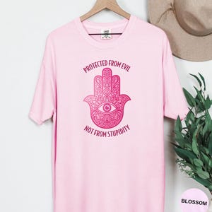 Pink Hamsa Hand T-Shirt: Boho Spiritual Tee, Funny Graphic Design Blossom