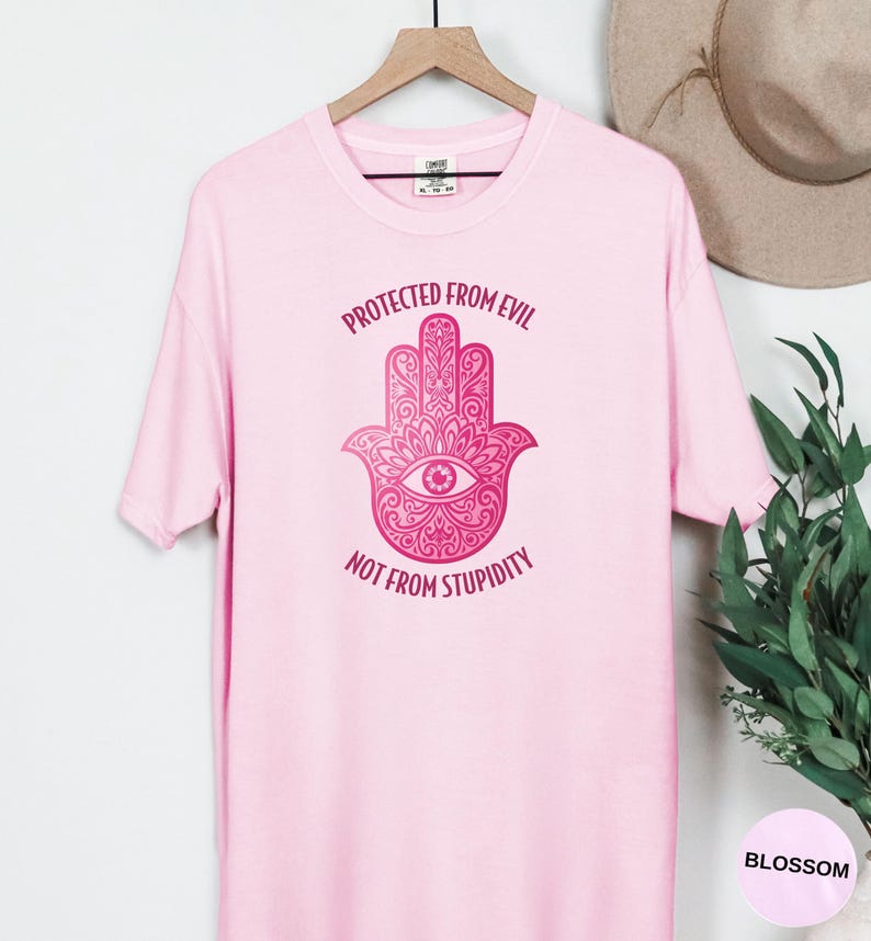 Pink Hamsa Hand T-Shirt: Boho Spiritual Tee, Funny Graphic Design Blossom