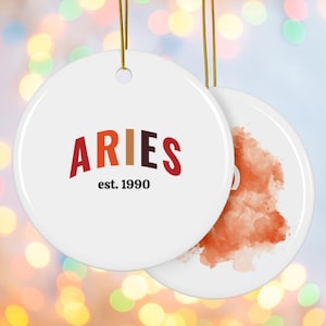 Personalized Aries Ornament, Custom Birth Year Gift, Zodiac Christmas Decor, Astrology Star Sign, Zodiac Decor, Astrology Decoration
