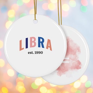 Personalized Libra Zodiac Ornament, Zodiac Decor, Two Sided Ornaments, Personalized Gifts, Libra Gift, Astrology Decoration, Zodiac Sign