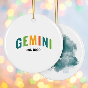Gemini Ornament, Zodiac Gift, Double-Sided Ceramic Ornament, Personalized Gifts, Astrology Decoration, Zodiac Sign, Christmas ornament, Xmas