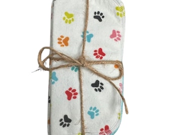 ALLE PFOTEN Wiederverwendbare Stoffservietten 8 "x 8" 2-lagiges Set mit 12 umweltfreundlichen papierlosen Papierhandtüchern
