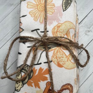 FIELD FLOWERS Reusable Cloth Napkins Zero Waste  2 ply set of 12 8&quot;x8&quot; Eco-Friendly Paperless Paper Towels