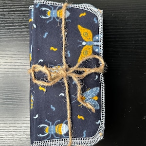 Blue Bugs Reusable 2-ply Cloth Napkins Eco-Friendly Zero Waste 8&quot;x8&quot; Set of 12 Paperless Paper Towels