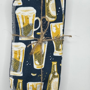 HOLD MY BEER Reusable Cloth Napkins Zero Waste  2 ply set of 12 (8&quot;x8&quot;) 100% Cotton Flannel Eco-Friendly Sustainable Home Kitchen Décor