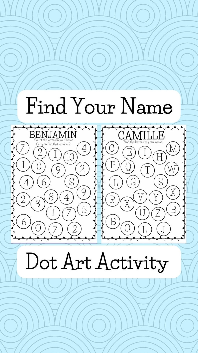 Find Your Name Dot Art Activity Etsy