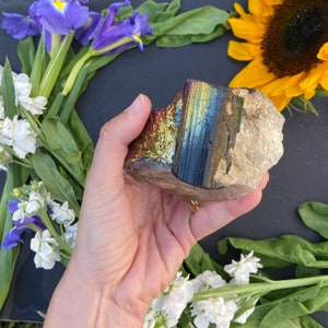 Black Tourmaline Crystal Raw Crystal Protection Crystal with Aura Coating Healing Metaphysical Crystals