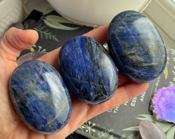 One Sodalite Crystal Palm Stone from India