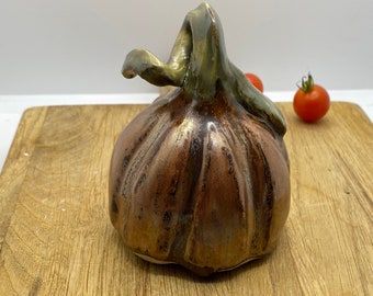 Handmade Mini-pumpkin sugar/salt cellar