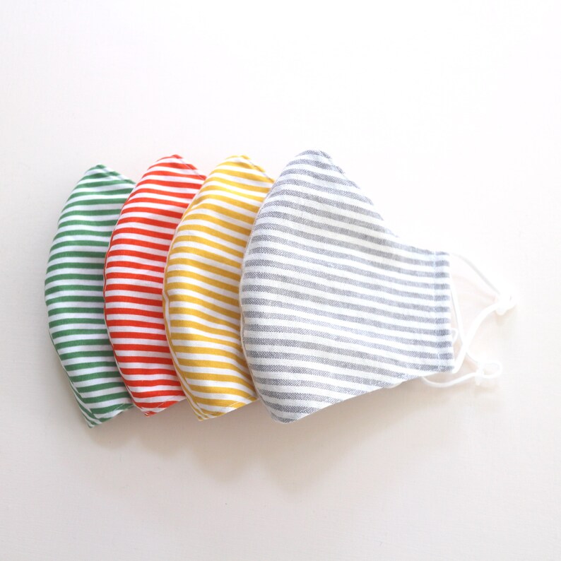 Stripe Organic Face Mask   Filter Pocket   Inserted Nose image 5