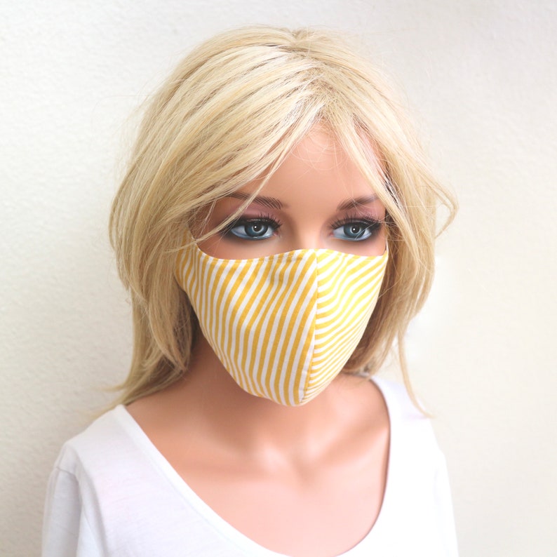 Stripe Organic Face Mask   Filter Pocket   Inserted Nose image 1