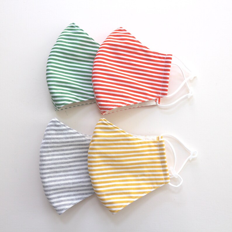 Stripe Organic Face Mask   Filter Pocket   Inserted Nose image 3