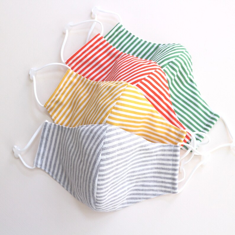 Stripe Organic Face Mask   Filter Pocket   Inserted Nose image 0