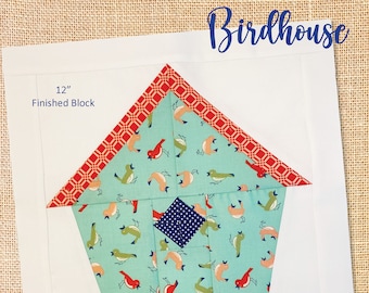 Birdhouse Quilt Block Pattern