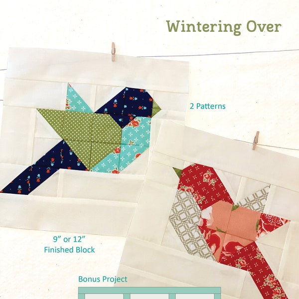 Wintering Over - Motif de bloc de couette d'oiseau + motif bonus