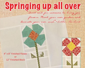 Springing up all over - Flower Quilt Block Pattern