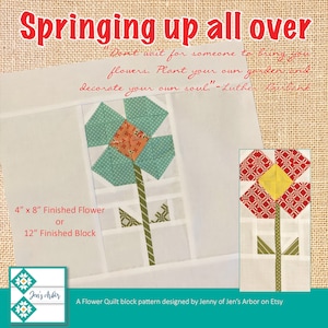 Springing up all over - Flower Quilt Block Pattern