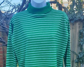 Green Striped Turtleneck - Etsy UK