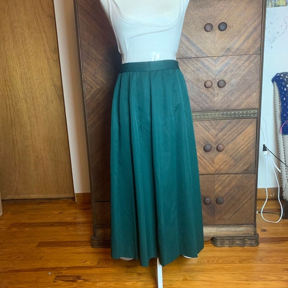 Emerald Green Pinstripe Pleated Midi Skirt 16W