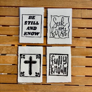 Faith-Based 4x6 Linocut Print | Scripture Block Print Wall Art | Biblical Wall Decor