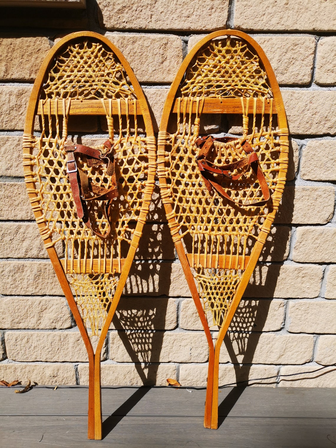 Vintage Wooden Snowshoes Huron signed by Abel Pelletier Etsy