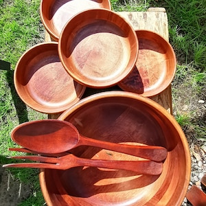 Vintage Canada Baribocraft Maple Wood Salad Bowl Set, Bowl D10&quot;H4.75&quot;/Small D5.75&quot;H2“， very good condition